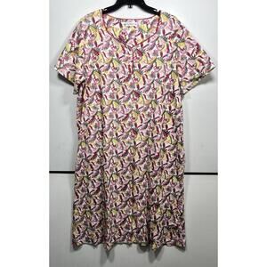 Keyocean XXL Women’s Short Sleeve Nightgown 100% Cotton Floral Tropical Print